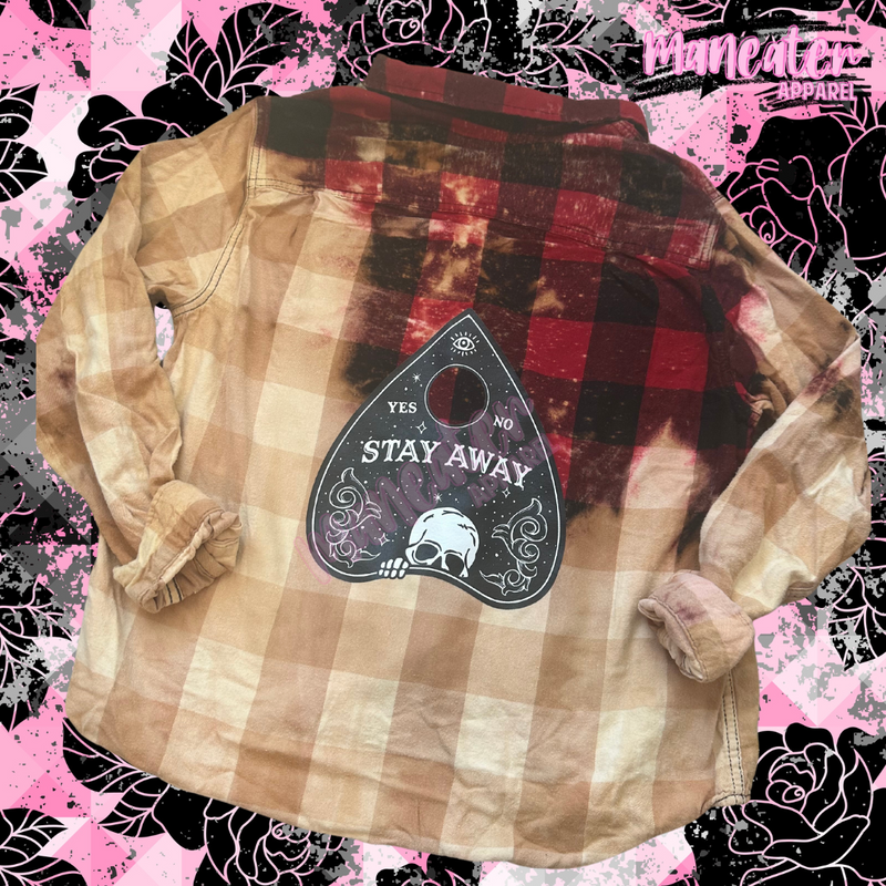 stay away unisex bleached flannel ONE OF A KIND UPCYCLED