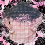 main character energy unisex bleached flannel ONE OF A KIND UPCYCLED