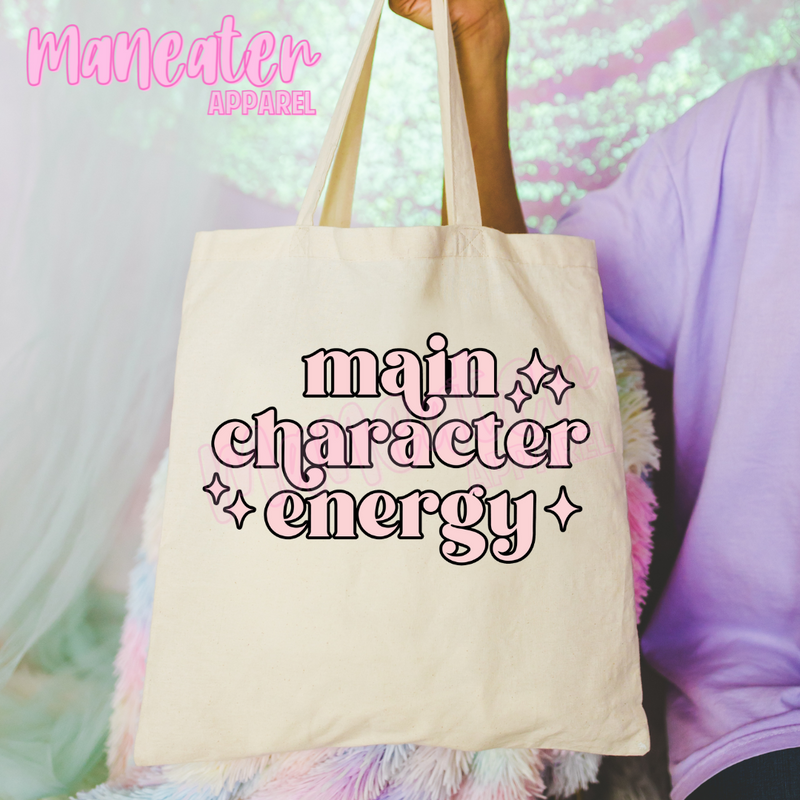 main character energy tote bag