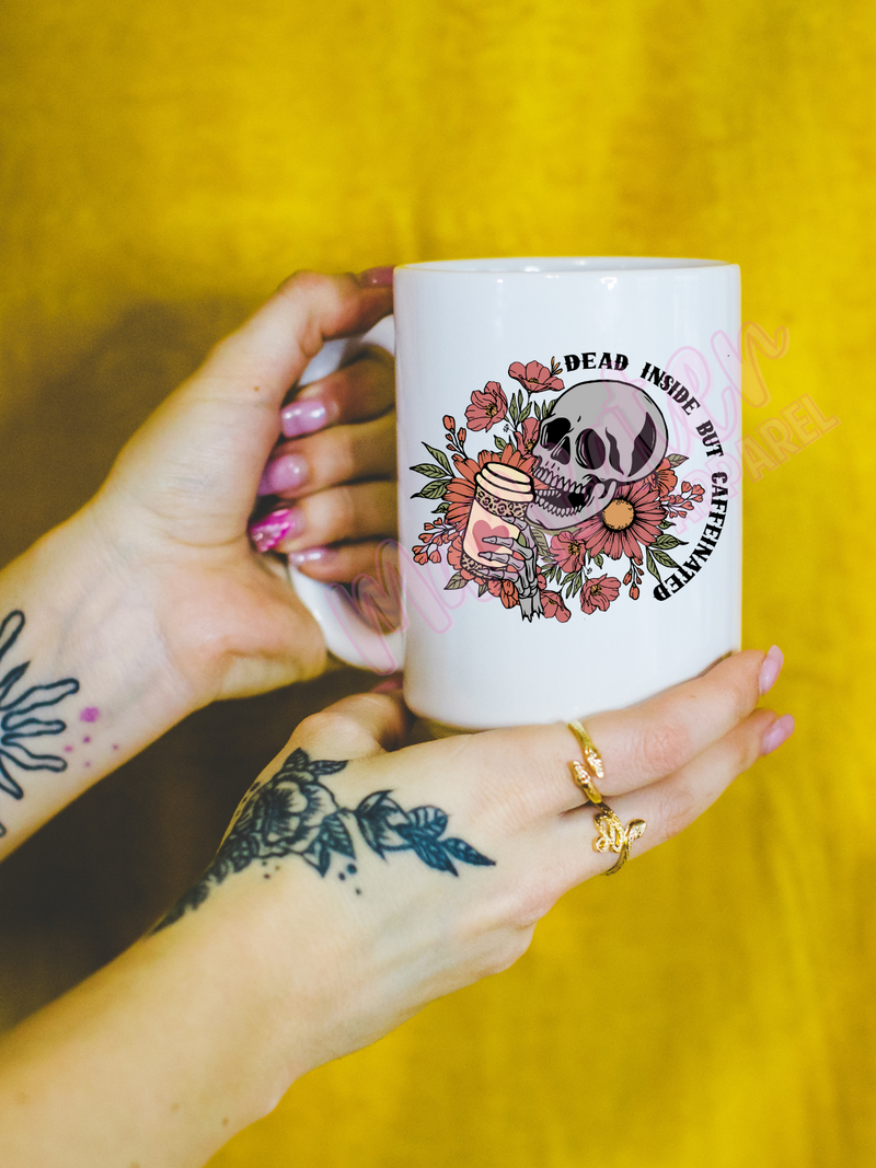 dead inside but caffeinated ceramic coffee mug