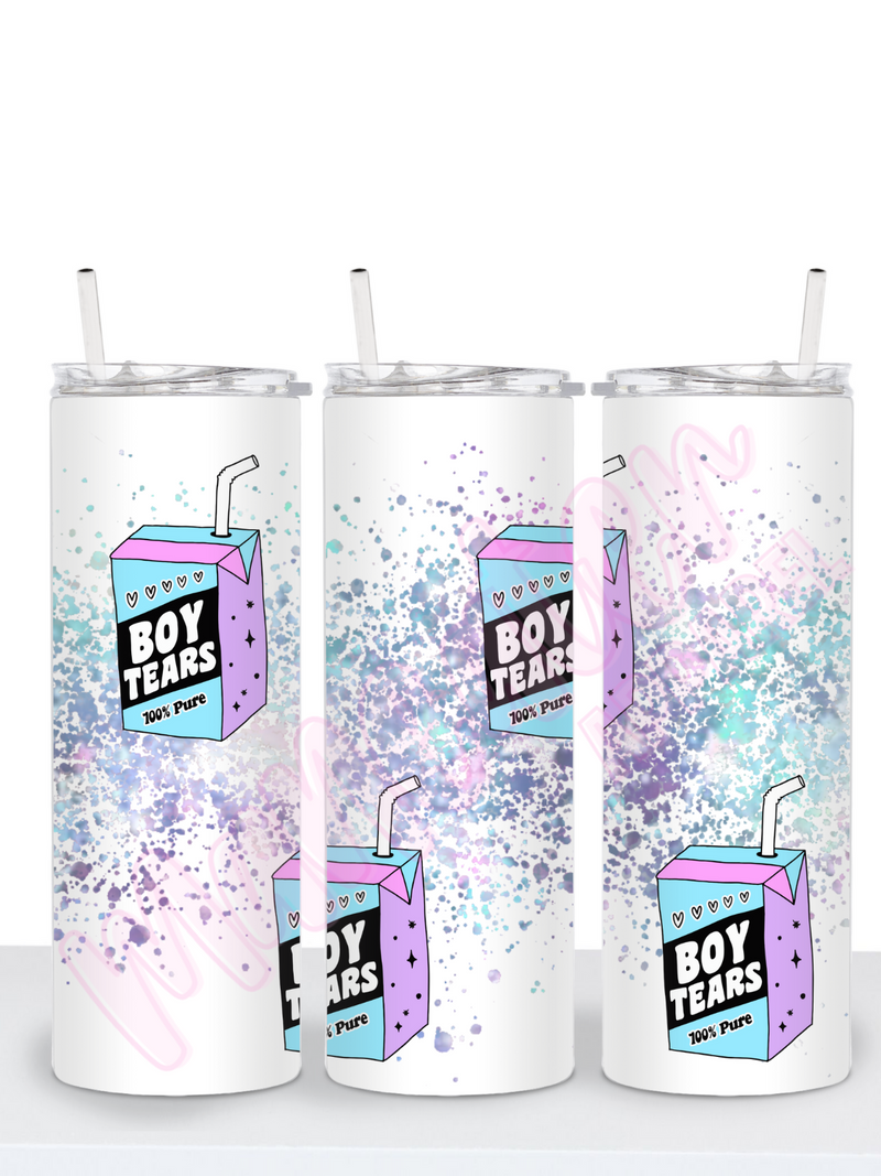 100% pure boy tears juicebox glitter skinny tumbler cup